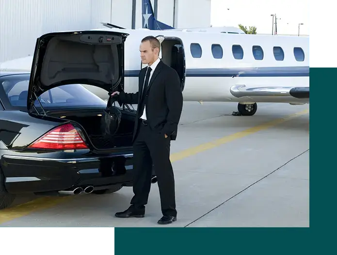 ALC-Traveling businessman in a limousine